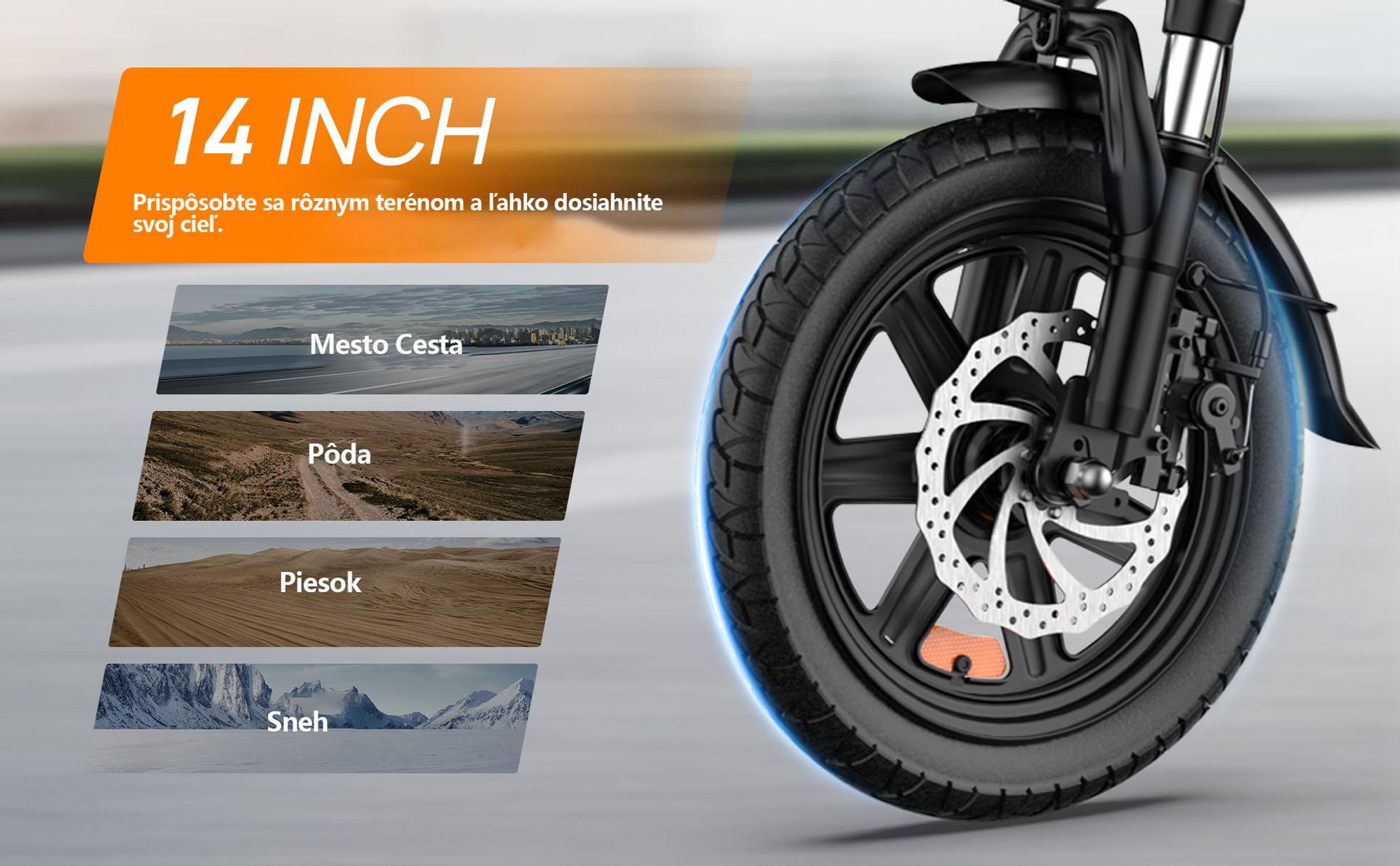 URLIFE F1L E-bike - 250W Motor  48V 7.5Ah Batéria14 Palcové Pneumatiky Kotúčové Brzdy - Čierna