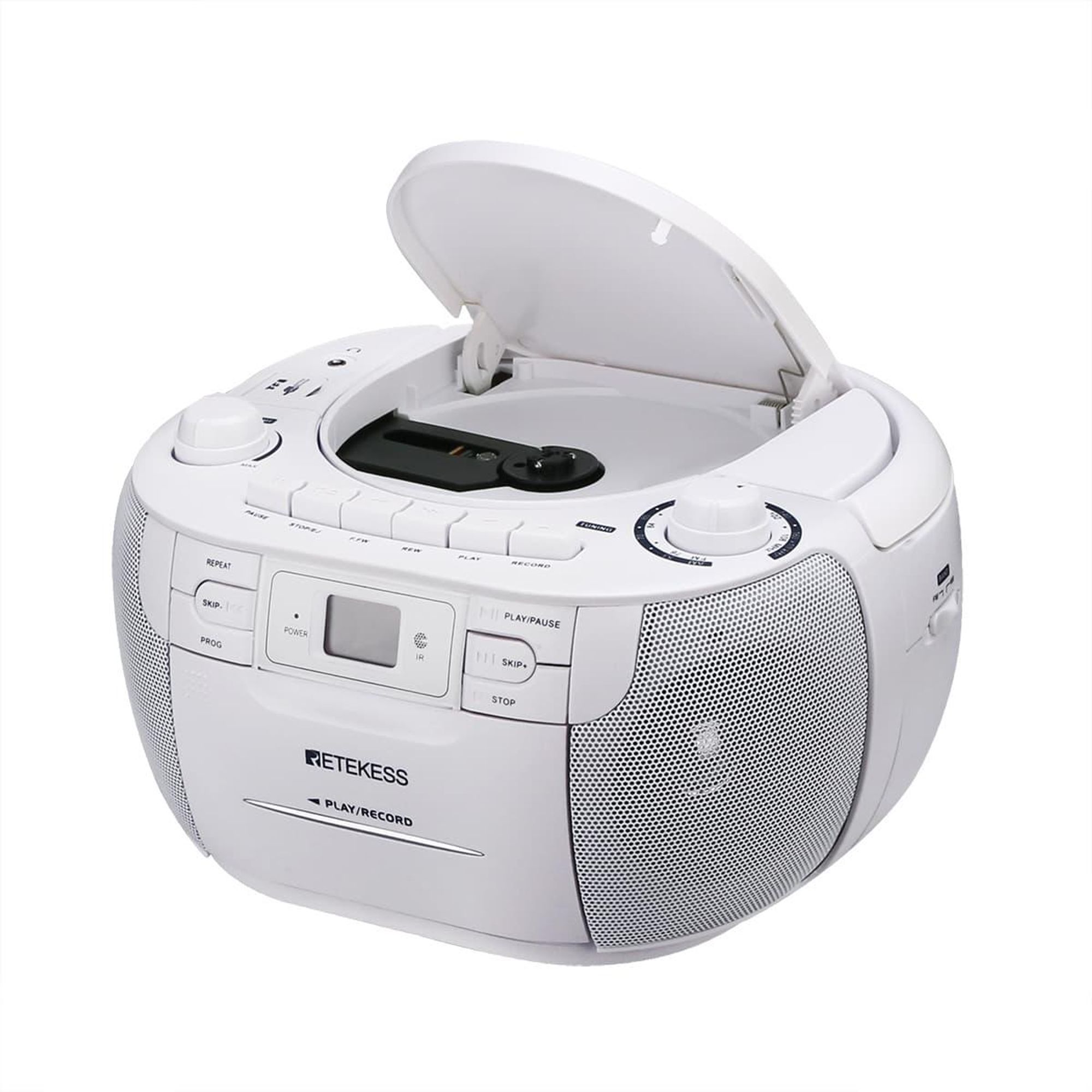 Retekess TR621 Tragbares CD Radio,Kassettenspieler CD,Stereo mit AM FM-Radio,Kassettenrekorder,Unterstützung von USB/TF/Kopfhörer, mit Fernbedienung