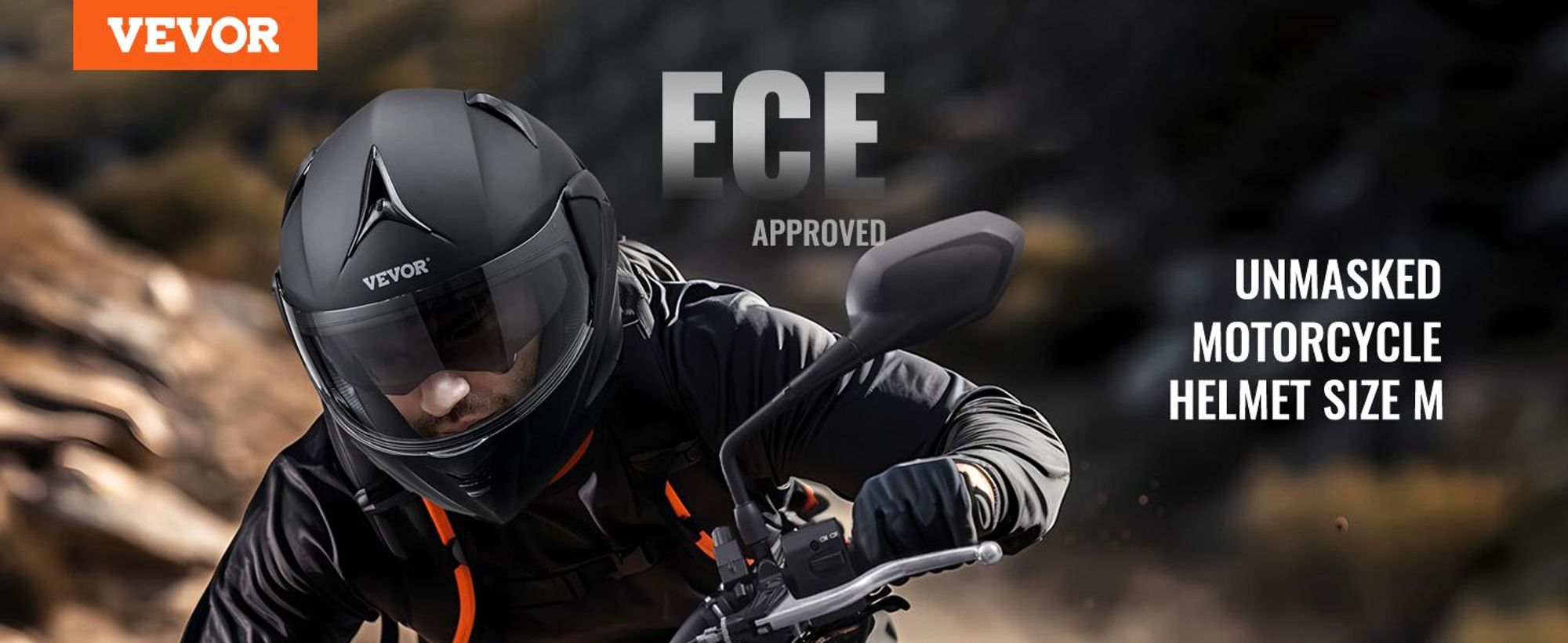 VEVOR Motorradhelm (ohne Visier) Größe 57-58 cm, ABS, mit Bluetooth-Kommunikation und austauschbarer Linsengröße, M DOT-, geeignet für Jugendliche und Erwachsene
