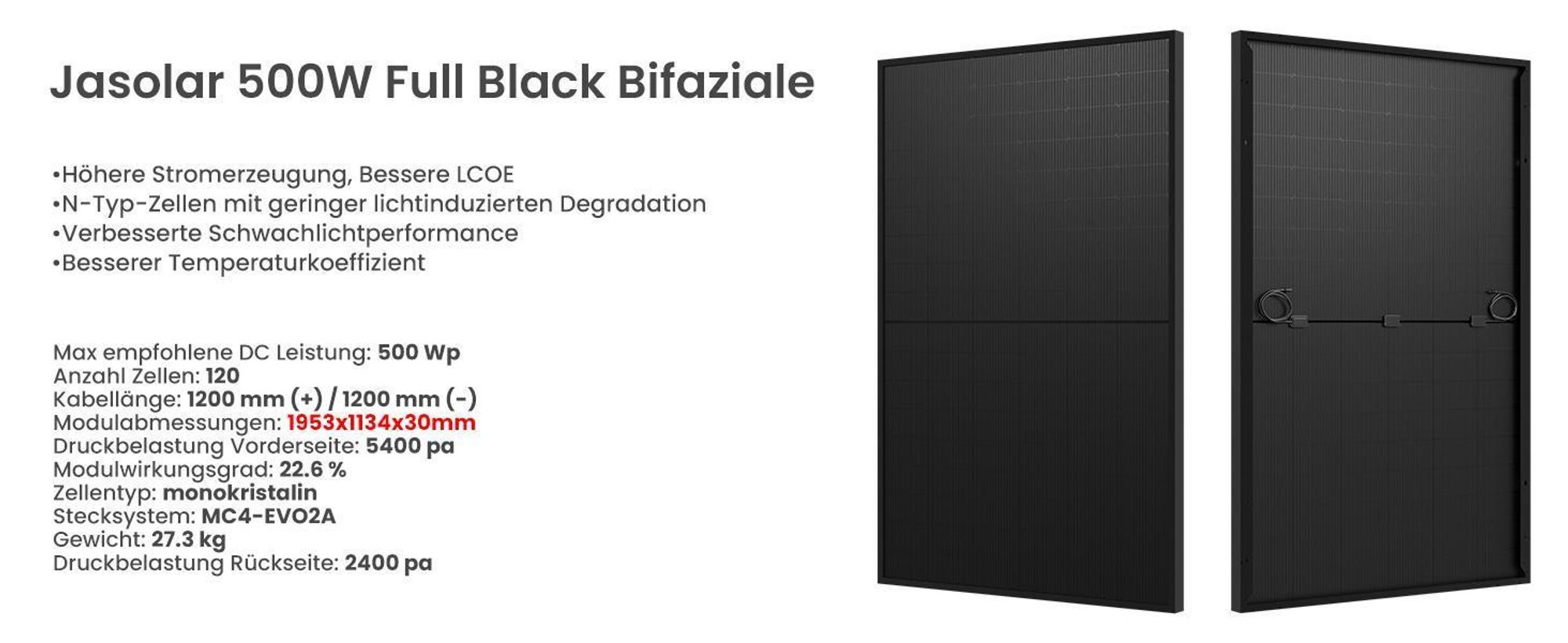 Elektrownia balkonowa Powerness® z zasobnikiem, zasobnikiem Anker SOLIX Solarbank 3 E2700 Pro z 4x modułami JA Solar Bifazial 500W (2000W)