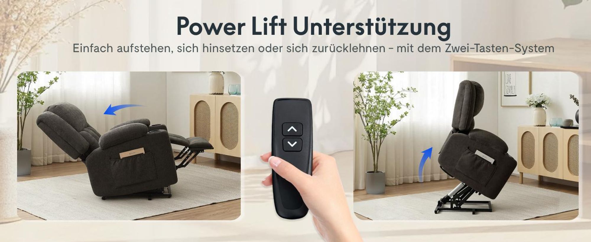 FLEXISPOT XL6 Elektrischer Massagesessel mit Aufstehhilfe, Heizfunktion, USB-Anschluss&Decke, 105°-165° verstellbar, belastbar bis 200 kg (Dunkelgrau)