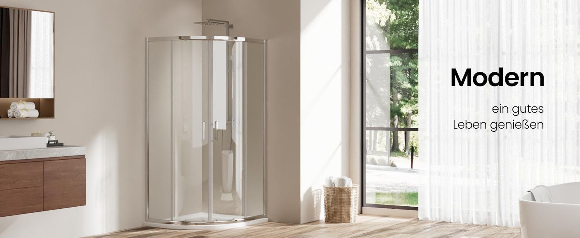 EMKE Duschkabine 90 x 90 x 195 cm Viertelkreis Duschabtrennung Schiebetür 5mm ESG Sicherheitsglas, Nano-Beschichtung