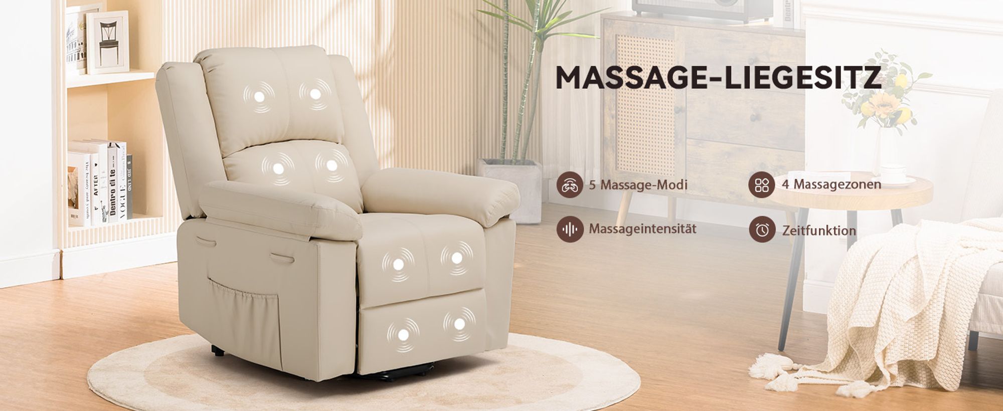 COMHOMA Massagesessel Elektrischer Relaxsessel XL 200kg belastbar, gemütlich und weich Ergonomischer Messagesessel Liegesessel für ältere Menschen
