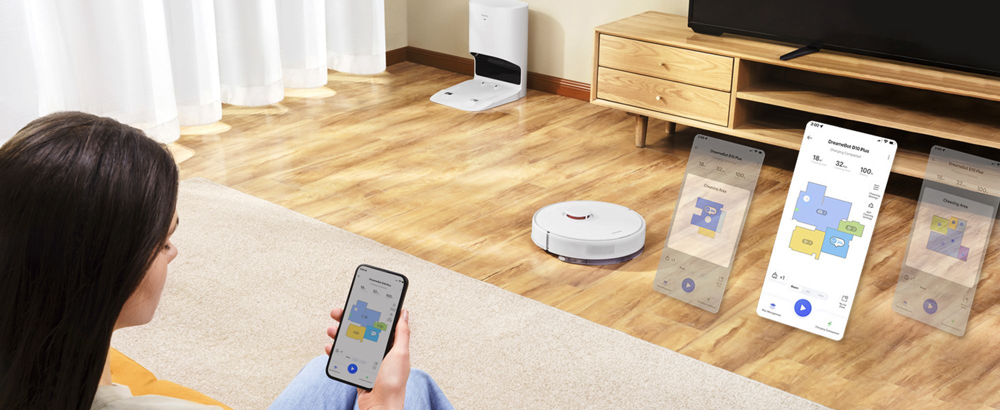 Dreame D10 Plus Roboterstaubsauger und Wischmopp, selbstentleerende Basis für 45 Tage, 4000 Pa Saugleistung, LiDAR-Navigation,WLAN-Verbindung