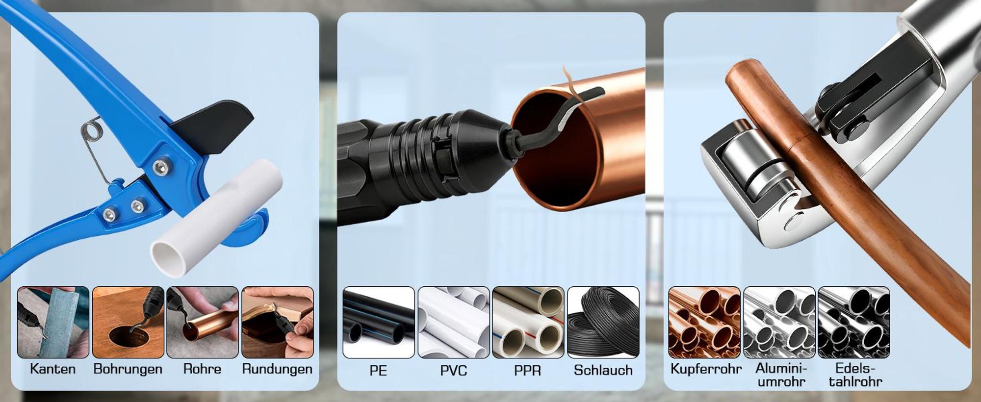 180° Drehbarem Kopf Rohrpresszange Hydraulisch Presszange mit Chromschicht TH + V Kontur Backeneinsätze & Rohrschneider für Kupferrohre Verbundrohr