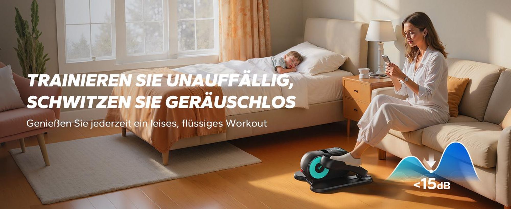 Mini Ellipsentrainer & Stepper – kompakter Crosstrainer mit 12 Geschwindigkeiten, LCD-Display, platzsparend, Heimtrainer für Beine & Po