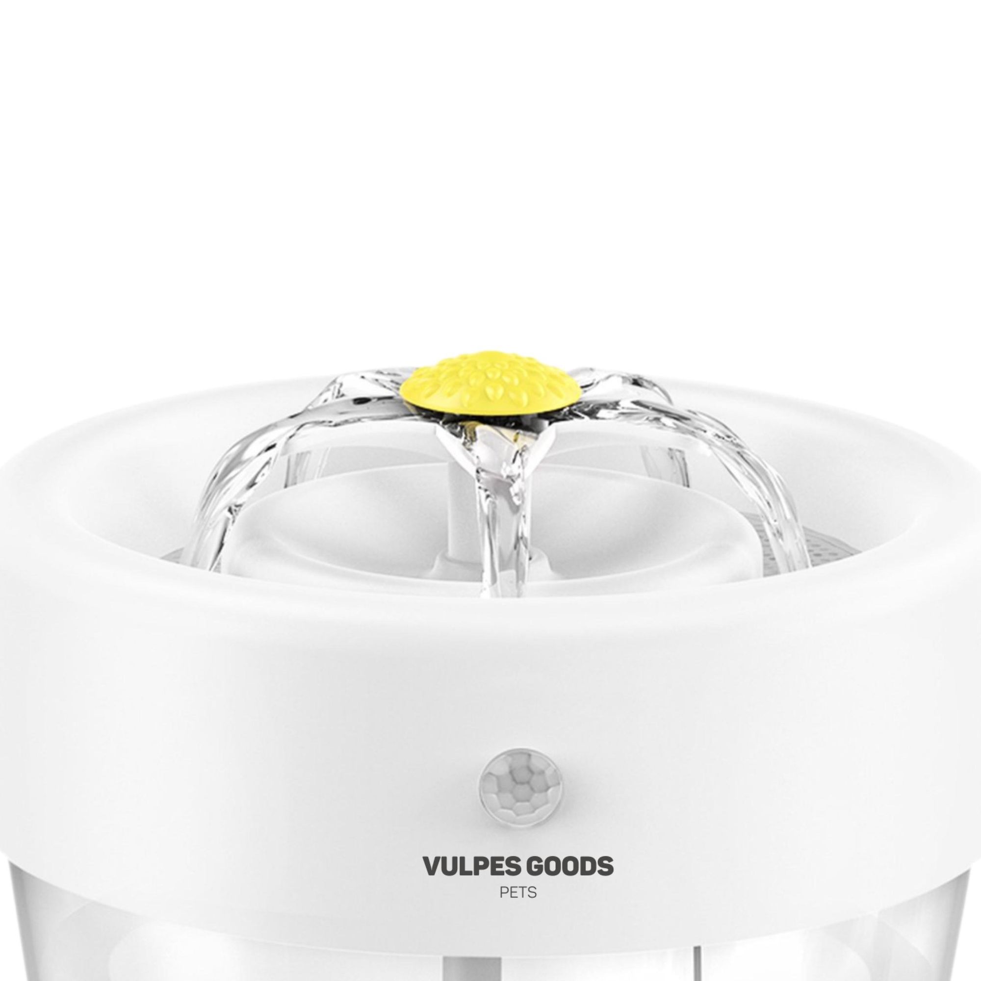 Vulpes Goods Drahtloser Trinkbrunnen für Katzen - 1L | Wiederaufladbar - Katzenbrunnen mit Batterie | 360° Katzen Wasserspender mit Bewegungsmelder