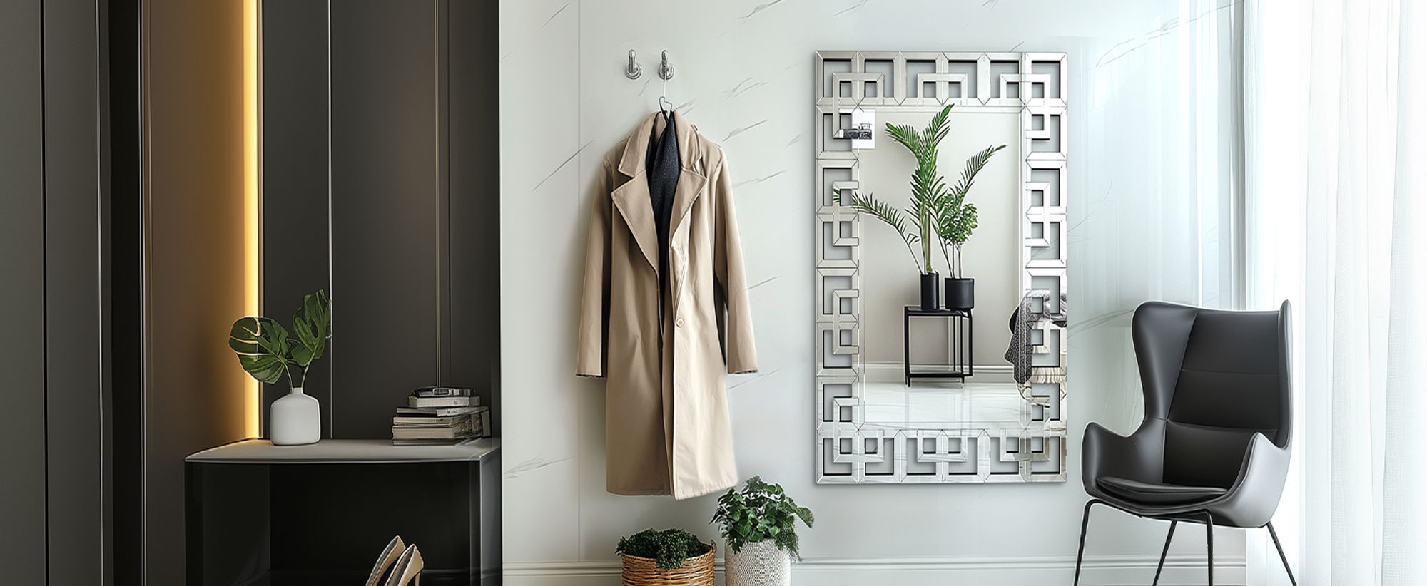 WISFOR Spiegel ARTLOGE, Wandspiegel Badspiegel Modern,Luxus Flurspiegel Dekospiegel, 120×70×1.9cm