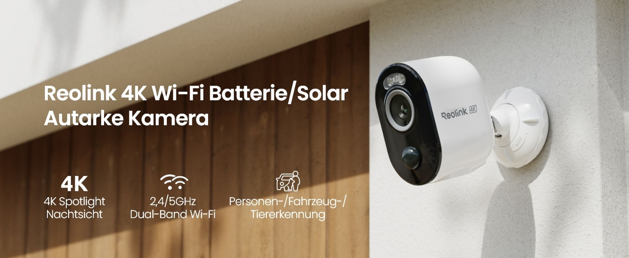 Reolink Argus 3 Ultra+Solar Panel, 4K 8MP Überwachungskamera Außen, 5/2,4 GHz WiFi, Farbnachtsicht, Intelligente Erkennung, 2-Wege-Audio