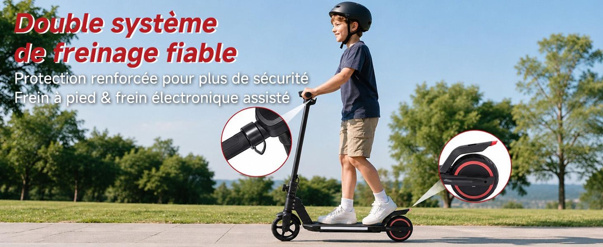 Trottinette électrique enfant 150W, E-Scooter enfant 16 km/h avec écran LED, lumières RGB, phare avant, double frein, pliable, pneus pleins 6,3 pouces