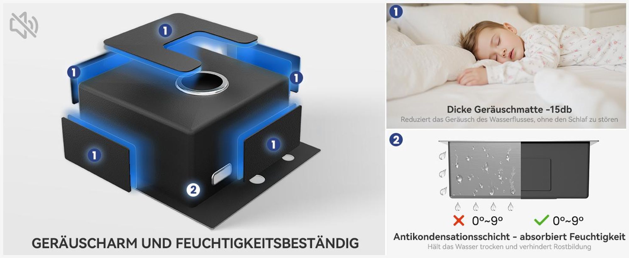 Cecipa Edelstahlspüle 40 x 45 cm Handgefertigt, 304 Edelstahl Küchenspüle mit X-Ablaufdesign, Einbauspüle mit Siphon, Kratzfest & Korrosionsbeständig