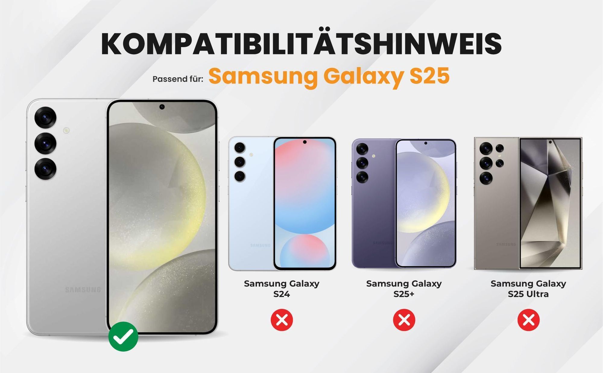 Kompatibilitätshinweise Hülle für Samsung Galaxy S25