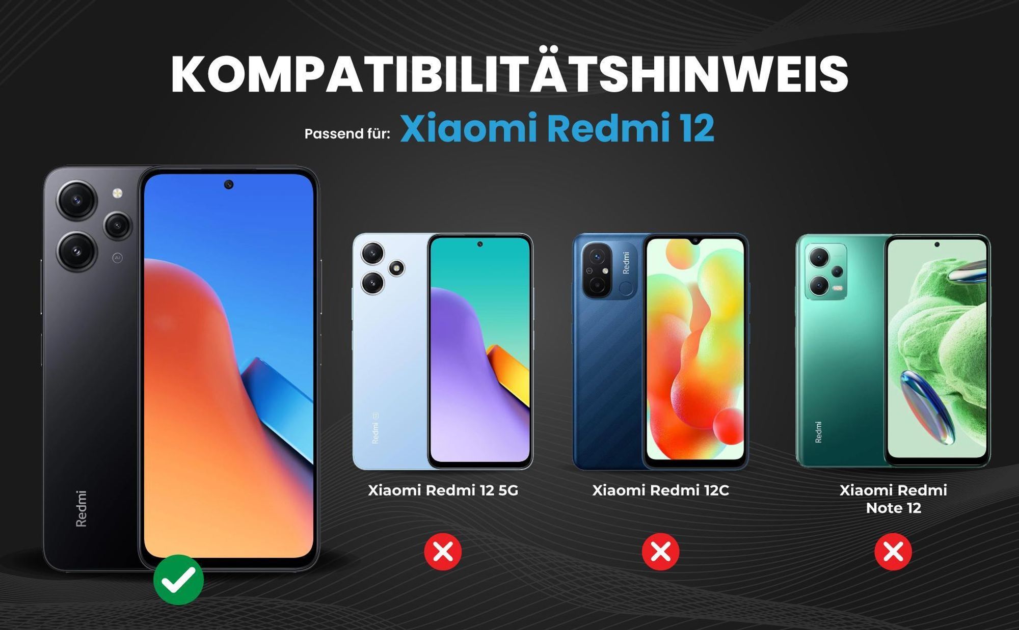 Kompatibilitätshinweise Hülle für Xiaomi Redmi 12
