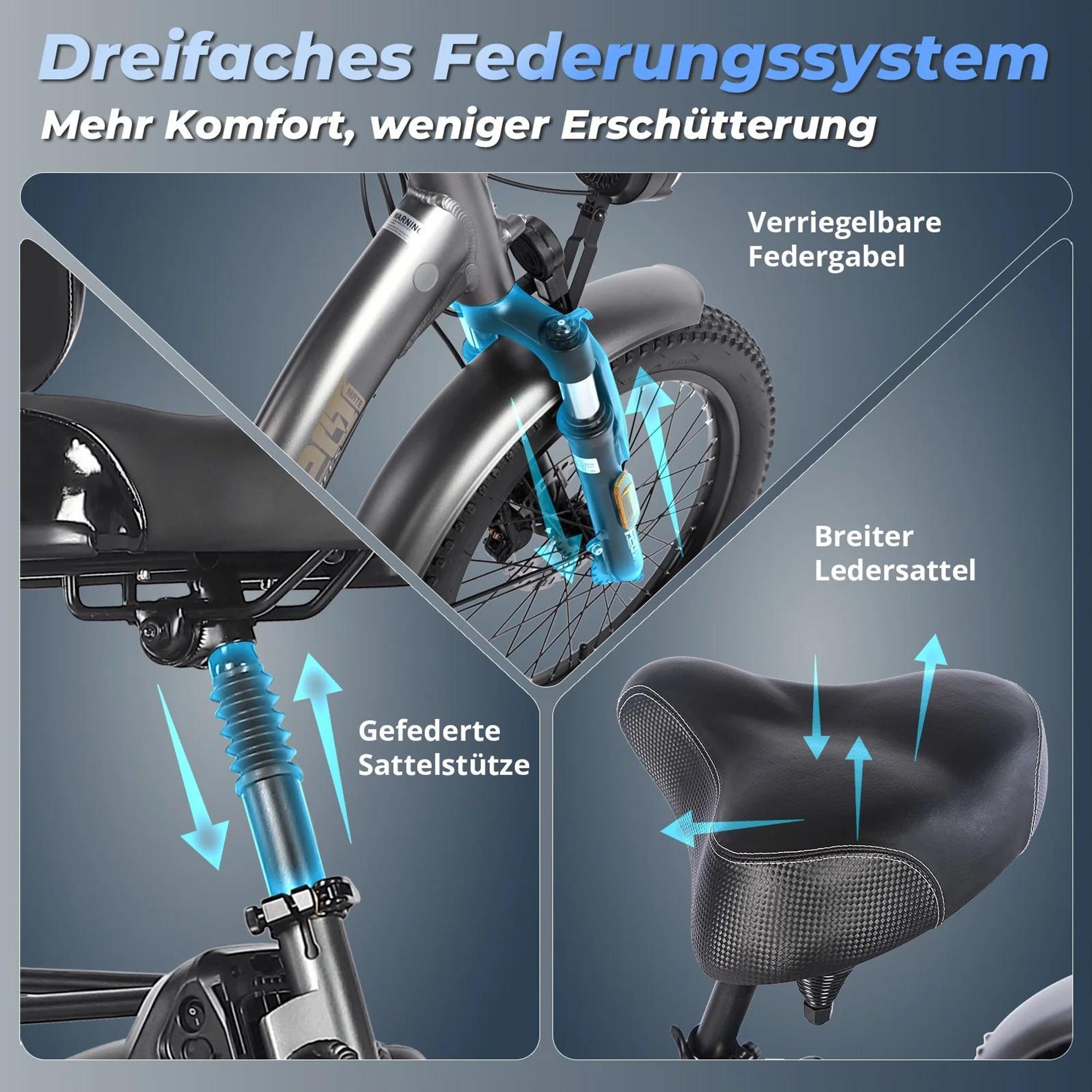 FAFREES F20 Mate E-Lastenrad - Akku 48V21AH 20-Zoll-Rädern Hydraulische Bremsen - Graublau