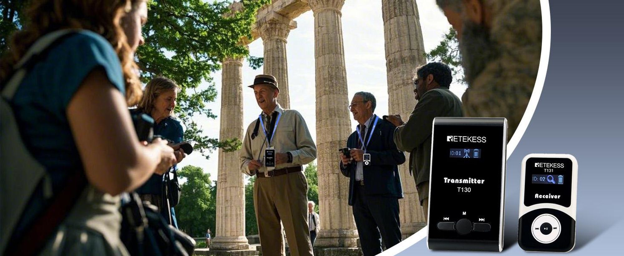 Retekess T130-T131 Tour guide System,60 Meter,99 Kanäle,18H,mit Mikrofon, PLL-Technologie, Geeignet für Reisebüros,Museumbesuche,walkie talkie