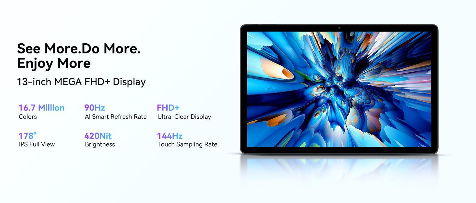 Blackview Tablet Mega8, 13 Zoll, 2K FHD, Dual 4G LTE+5G WiFi, mit 36GB(12+24) RAM+ 512 GB ROM(2TB TF), 11000mAh, Android 15, Octa Core T620, AI tablet