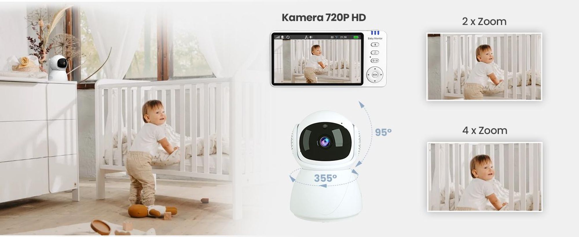 Extralink Reya Babyphone MO570 mit 5-Zoll-Monitor, VOX, 2,4 GHz