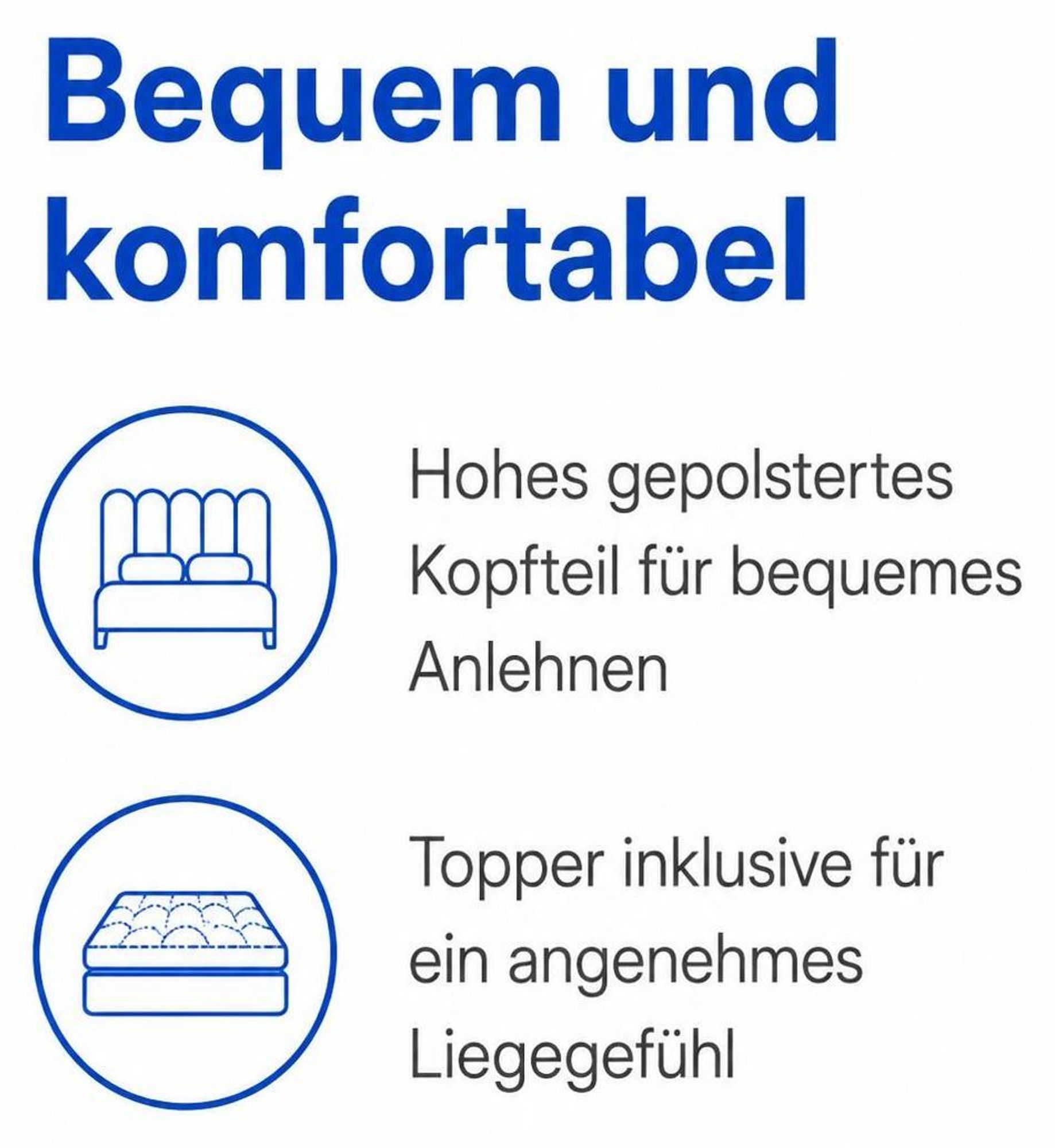 Boxspringbett CUDDLE mit komfortabler Liegehöhe und Topper