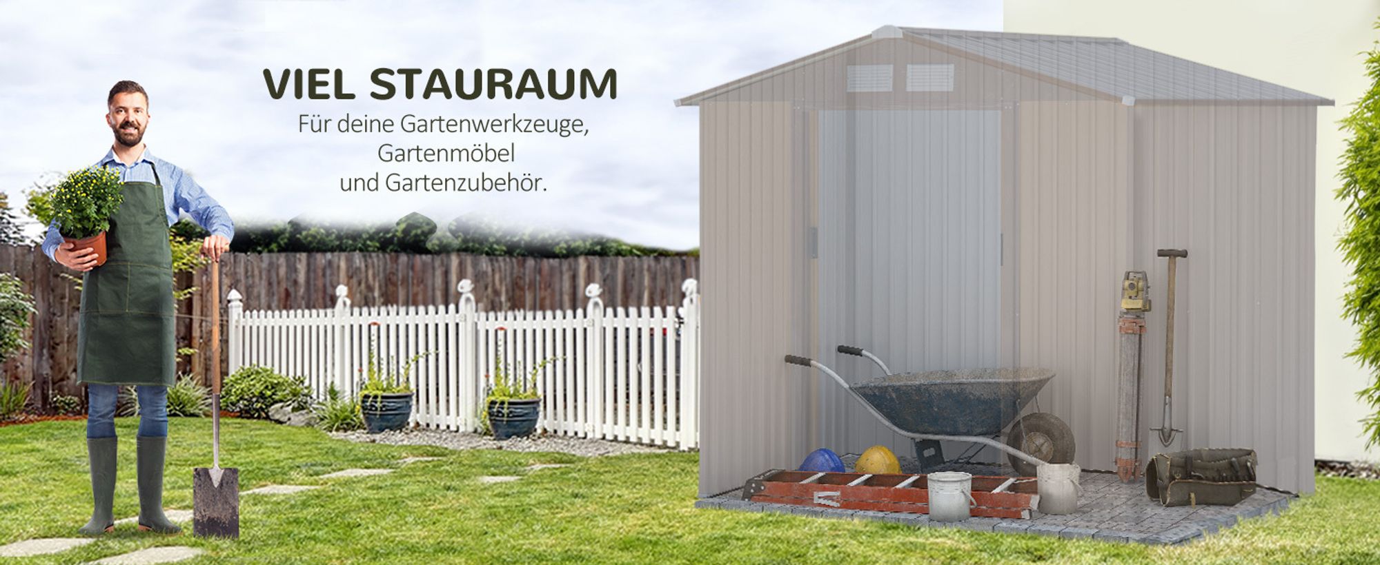 Outsunny Gerätehaus mit Bodenrahmen Geräteschuppen Gartenhaus Schuppen Stahl