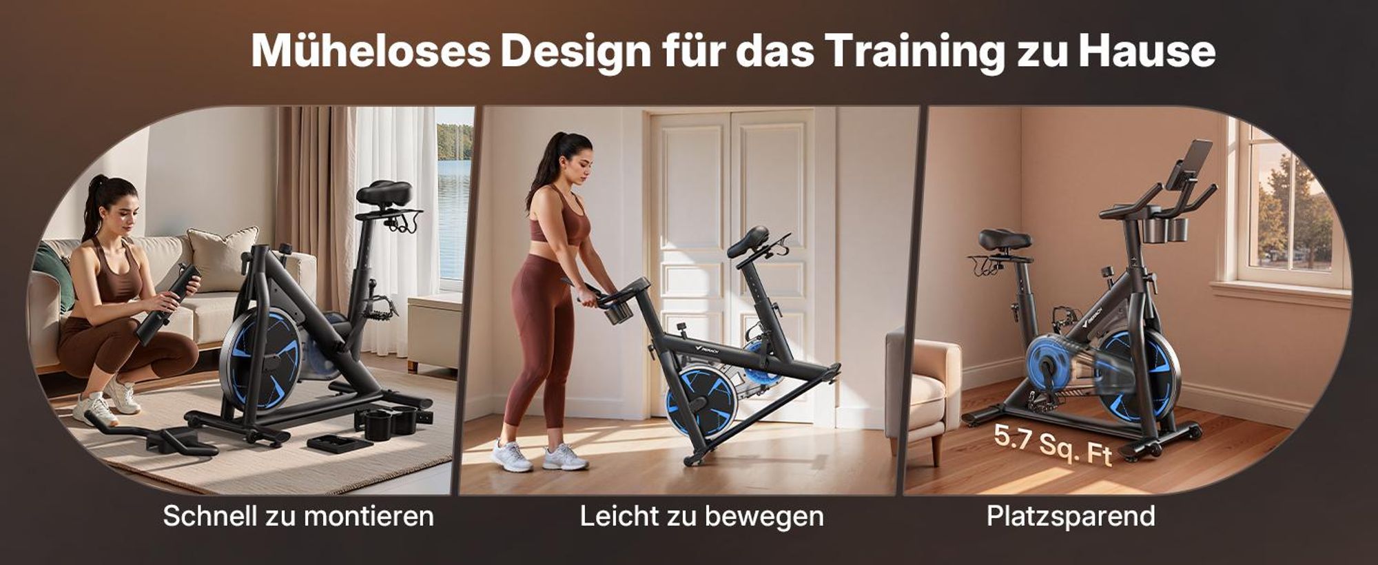 Heimtrainer Fahhrad für Zuhause, leises Fitnessbike mit LCD-Display, Magnetischer Widerstand, 8 Widerstandsstufen, bis 150 KG belastbar