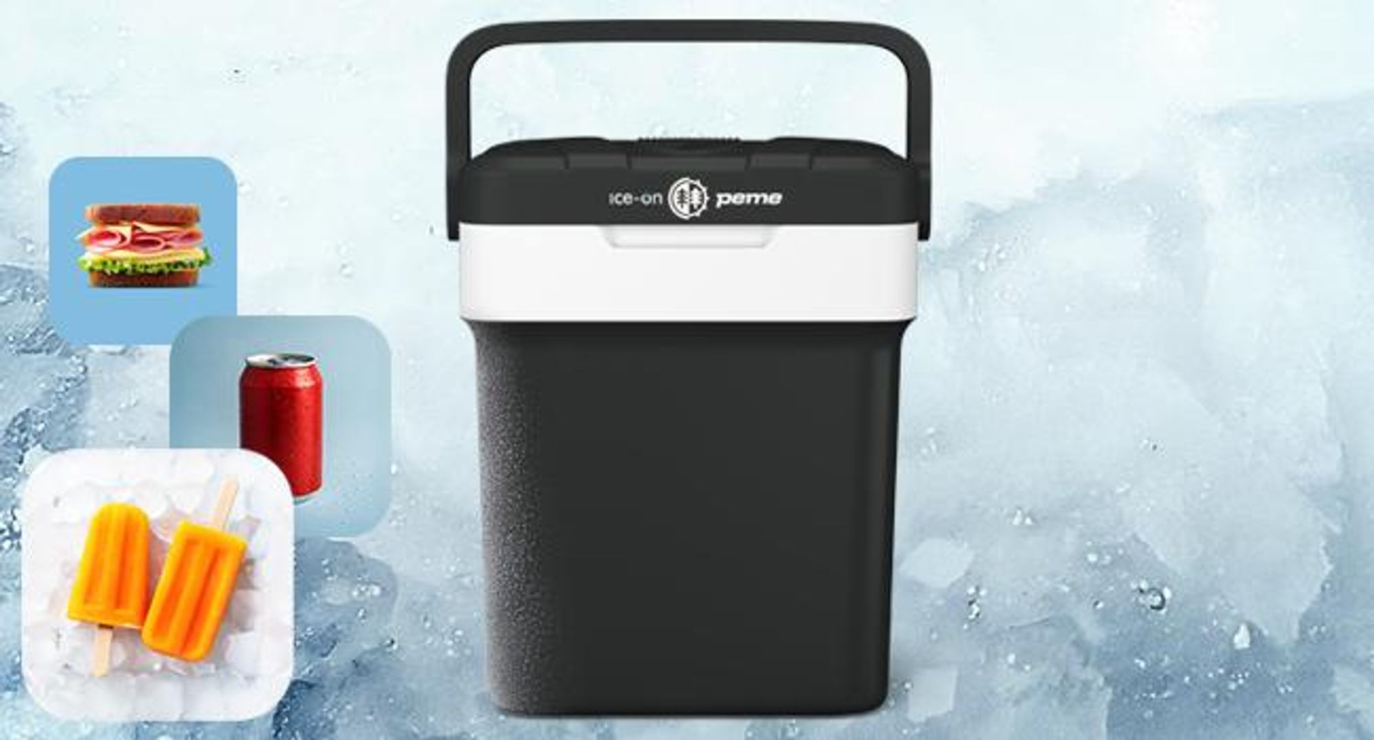 PEME Essential 26 L Elektryczna lodówka turystyczna – termoelektryczna torba chłodząca do samochodu osobowego, na kemping, mini lodówka, pojemnik do podgrzewania, USB, ECO, cicha, czarna, 230 V