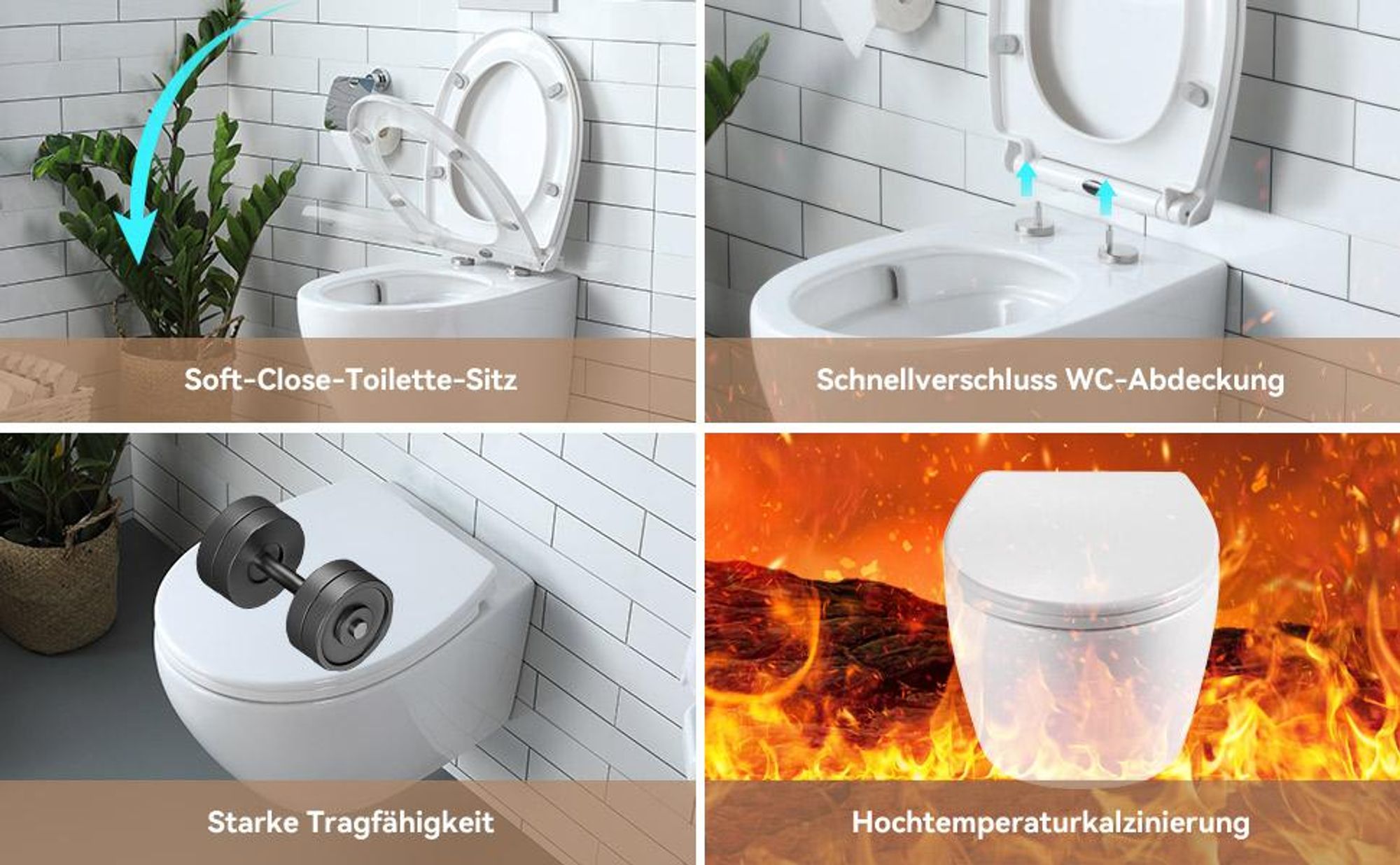 Wandhängend WC mit WC Sitz Absenkautomatik