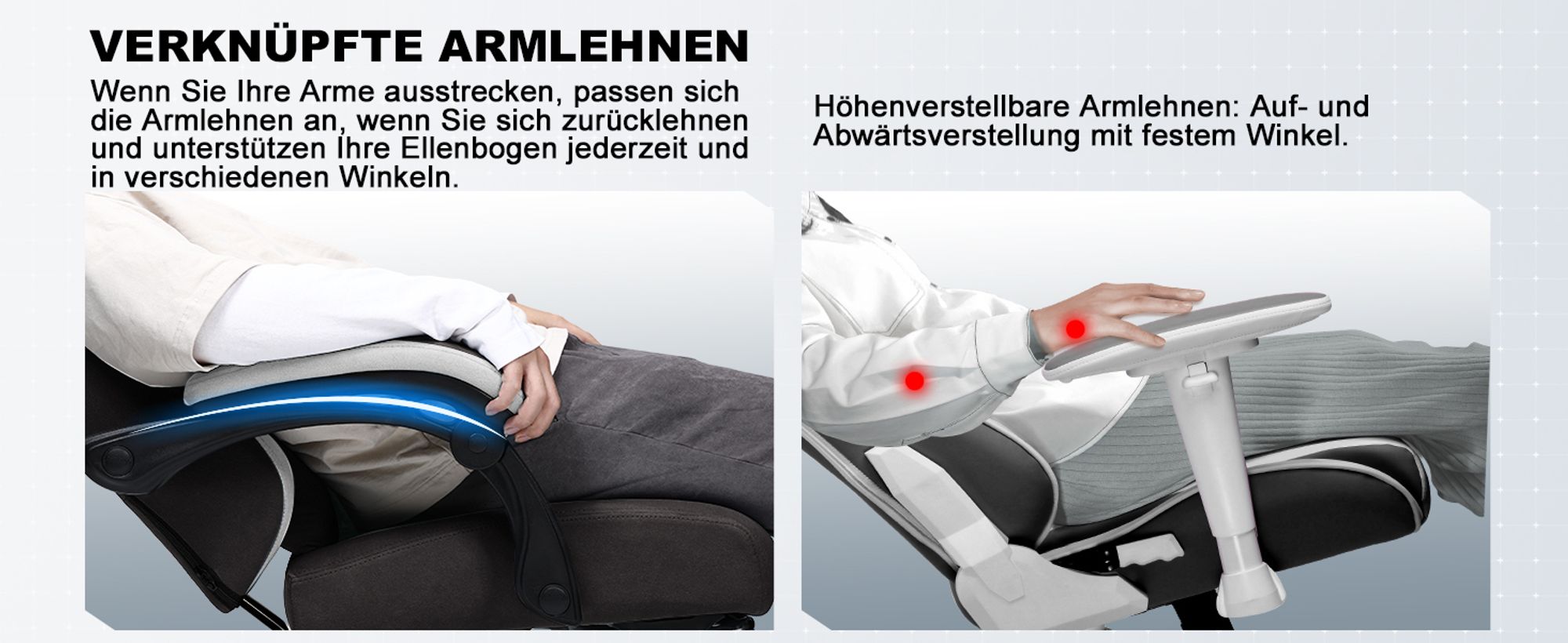 PLAYER Gaming Stuhl Ergonomischer Gaming Sessel Schreibtischstuhl PC Gamer Racing Stuhl mit Stoffoberfläche, Federsitzkissen, Verbindungsarmlehnen