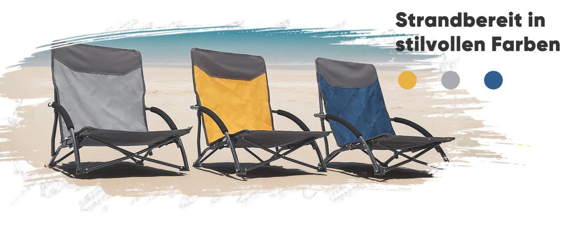Sekey 2er Set Strandstuhl Faltbar Campingstuhl Leicht Faltstuhl Sonnenstuhl Klappstuhl, Grau
