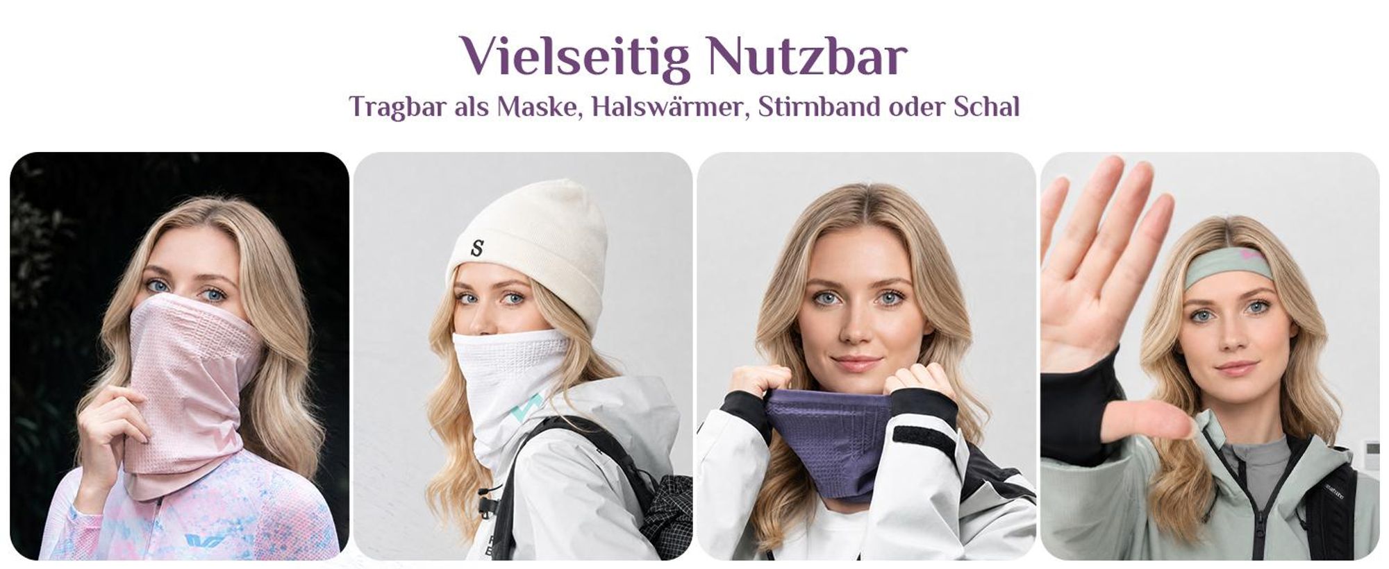 ROCKBROS TVI Damen Fahrrad Schlauchschal winddicht Halbe Sturmhaube Warme Atmungsaktive Sturmmaske für Fahrrad, Skifahren & Outdoor Weiß
