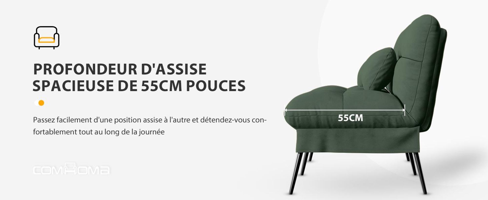 COMHOMA Canapé convertible avec fonction sommeil, housse Futon Canapé pliant, canapé-lit, canapé d'angle, canapé-lit d'appoint, canapé 3 places, avec dossier inclinable