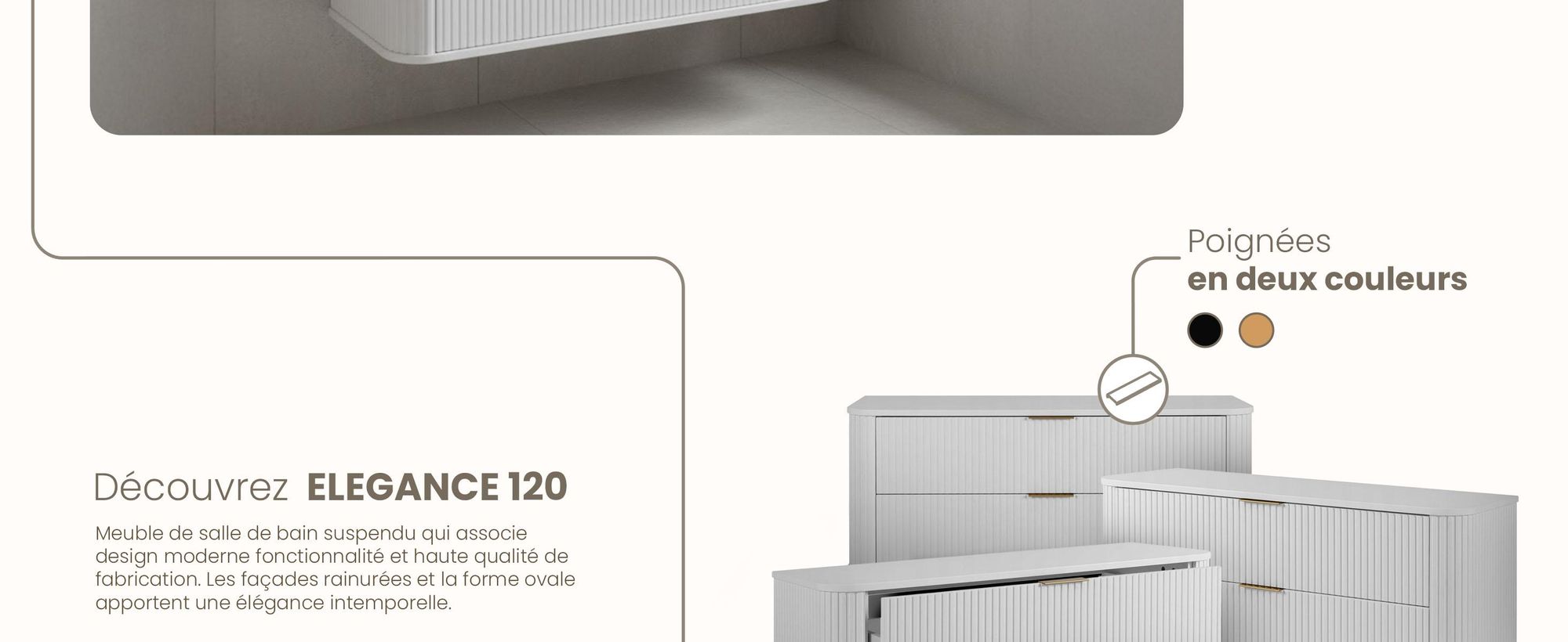 Armoire salle bain 120 cm Blanc Mat Boi meubles bas More actions