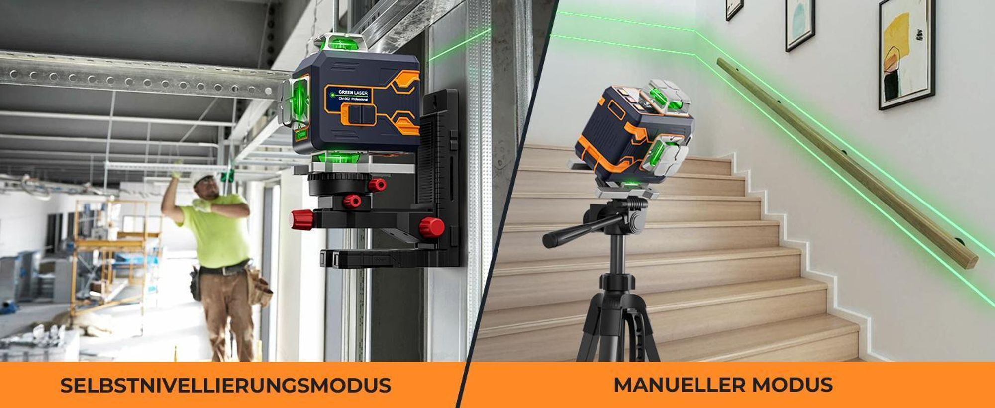 CIGMAN CM-S02 Dispositivo di livellamento laser 4x360° a 16 linee - Bluetooth, LCD, IP54