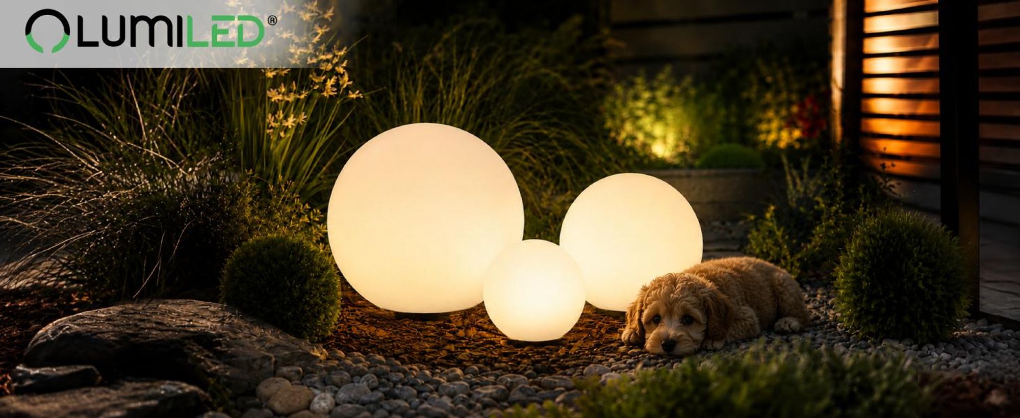 LUMILED Milchig Kugelleuchte 30cm Außen Außenkugelleuchte Kugellampe Weiß Gartenkugel Kugel Wegeleuchte IP44 E27 Fassung Anschlusskabel 1,95 m
