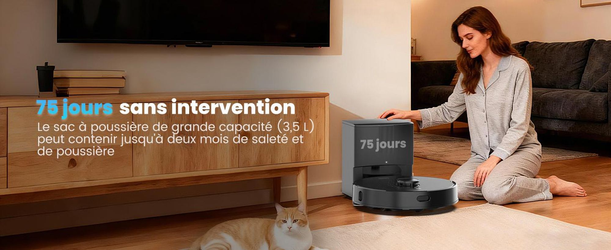 Robot aspirateur AIRROBO Q20 Plus avec station d'aspiration 3,5 L, robot aspirateur 8000 Pa avec fonction de nettoyage, navigation laser, cartographie de plusieurs étages