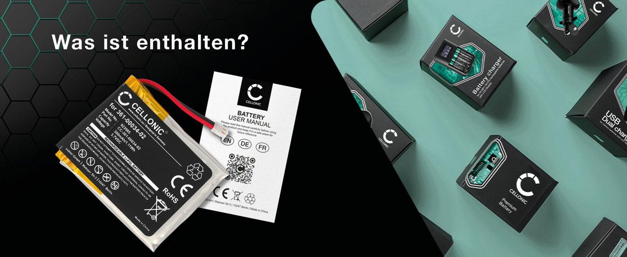 CELLONIC 1x Akku für Smartwatch & Fitnessarmband Kompatibel mit Garmin Fenix, Fenix 3, Fenix 3 HR, 361-00034-02 - (300mAh, 3.7V)