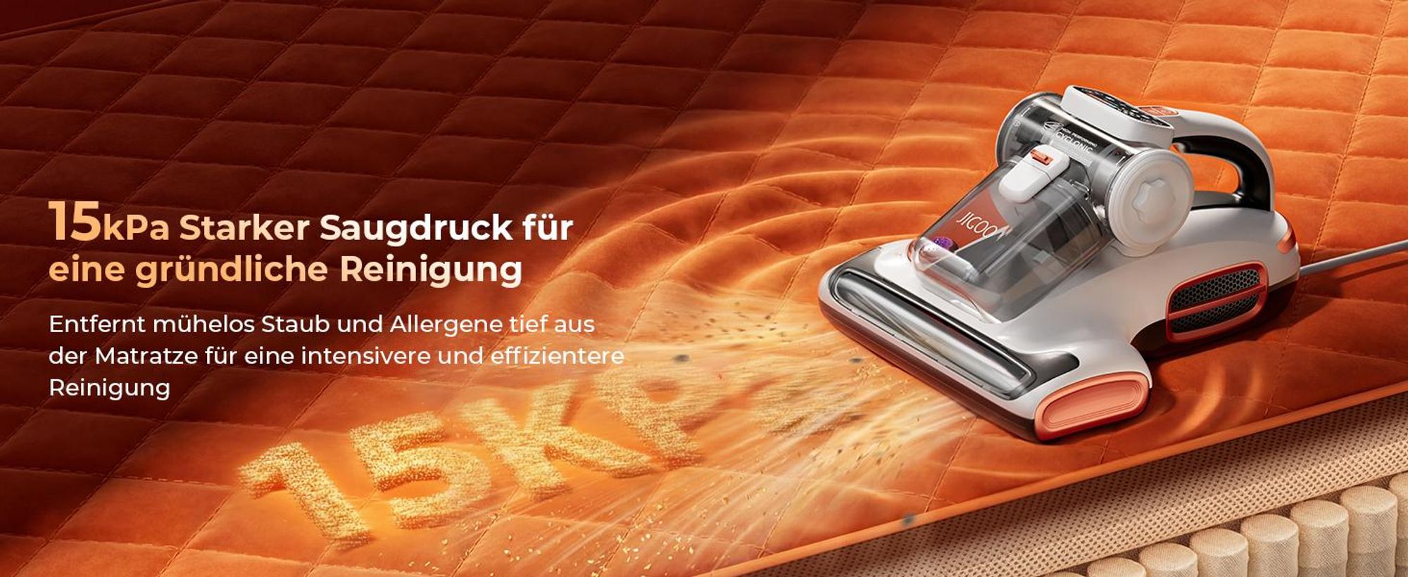 JIGOO T600 Matratzenstaubsauger 15KPa Saugkraft Grau