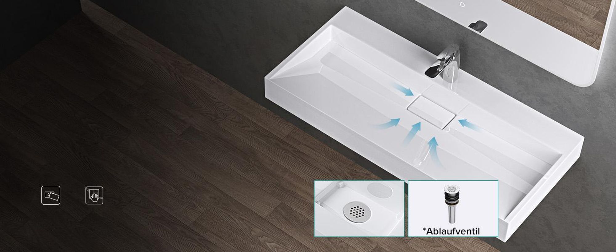 Lavabo completo Lavabo con foro preforato per rubinetto e set di scarico inclusi.