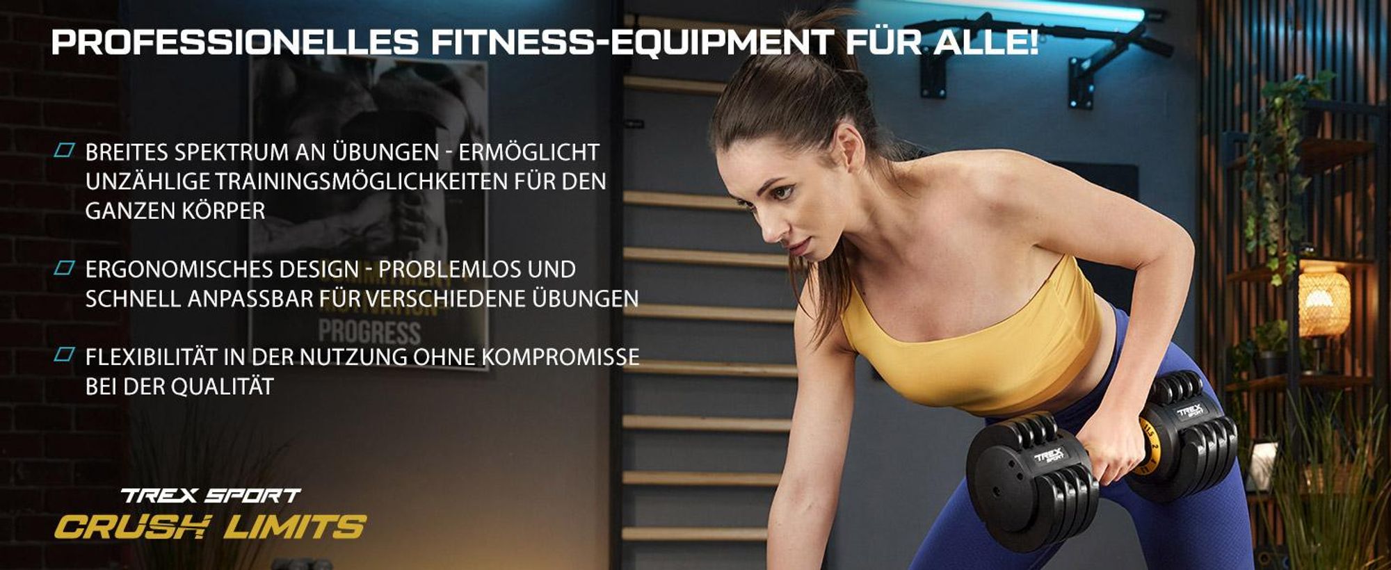 TREX SPORT Kurzhantel Set verstellbar TX-012AB | Gewichte Hanteln Set 2–11,5 kg | Gusseisen, platzsparend, rutschfest | Homegym Hantelset für Zuhause