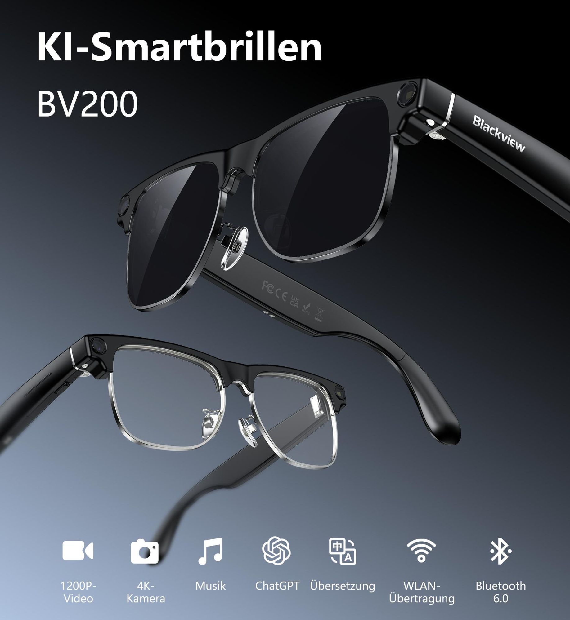 Sonnenbrille 2026 Neue BV200 KI-Kamera-Brille, AI Glasses, BT 6.0, Open-Ear HiFi, Sony IMX219 Sensor, Fotografieren, kommunizieren, übersetzen
