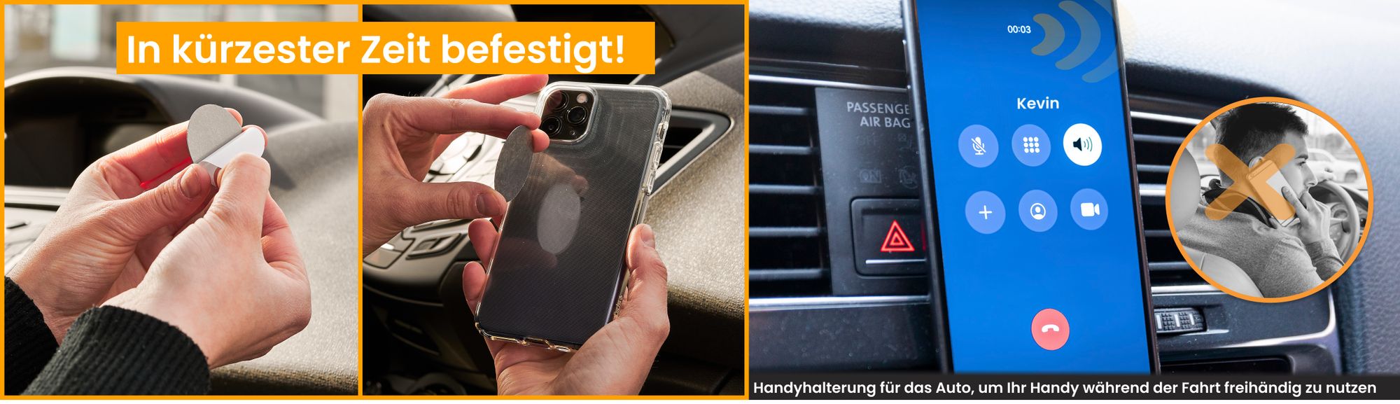 R2B Handy Halterung Auto Magnet - Magnetische Handyhalterung Auto, Mit zwei starken Magnetplättchen, Für Armaturenbrett, KFZ-Halterung