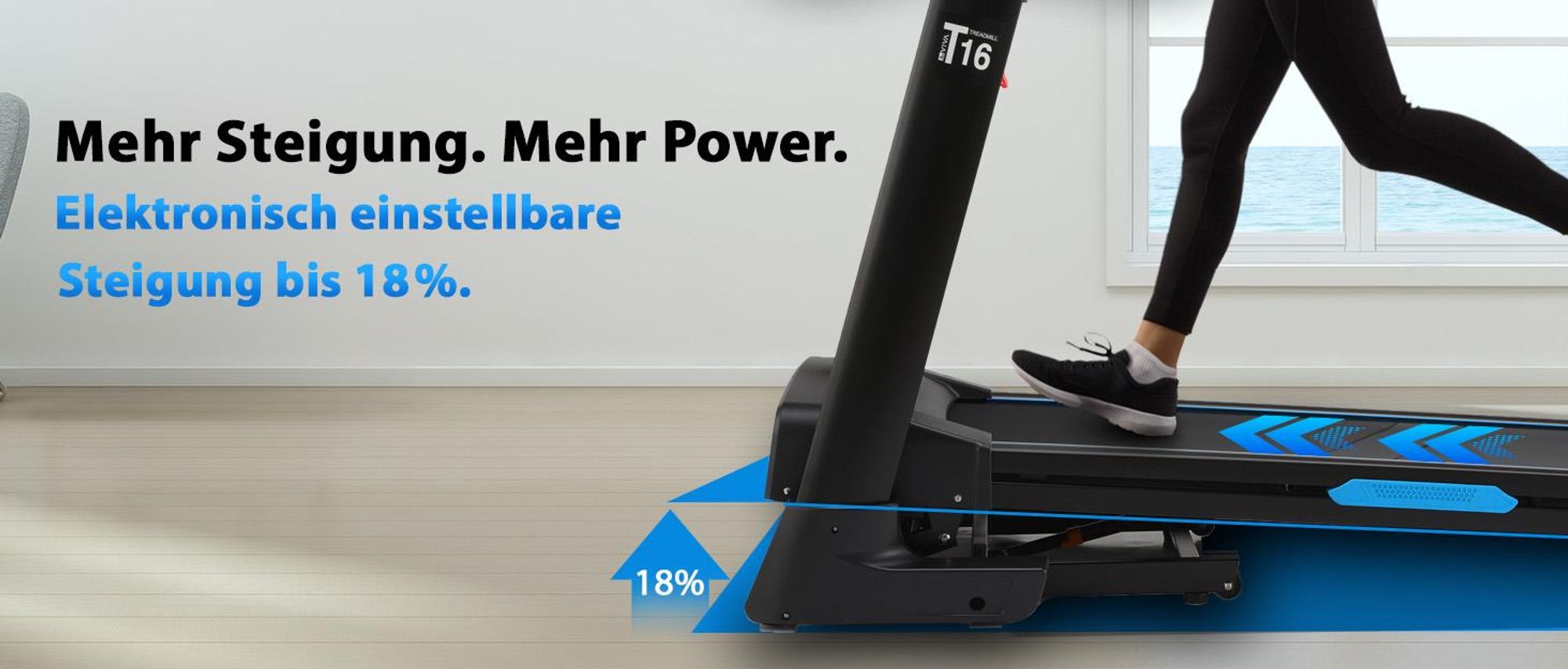 Laufband klappbar AsVIVA T16 Heimtrainer mit Bluetooth bis 18 km/h 18% Steigung bis 150kg für Zuhause