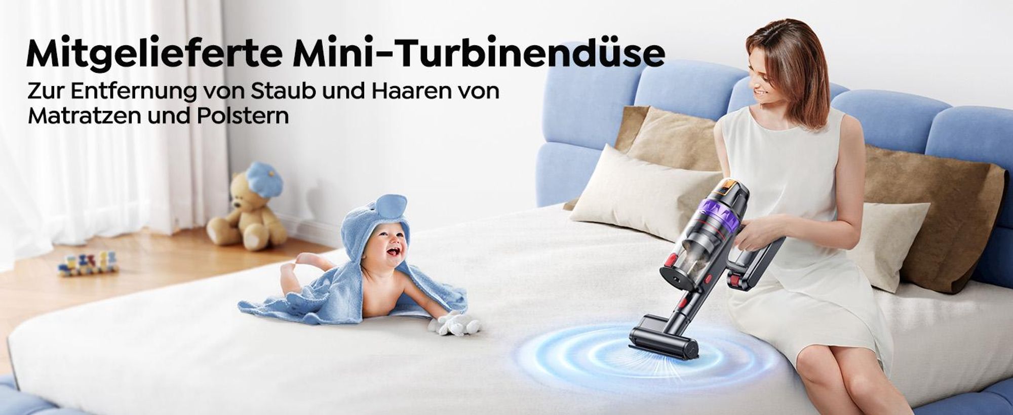 Buture VC90 Akku Staubsauger, 650W/65.000pa Staubsauger Kabellos mit Touchscreen, Bis zu 60 Min Laufzeit, Kabelloser Anti-Tangle-Staubsauger