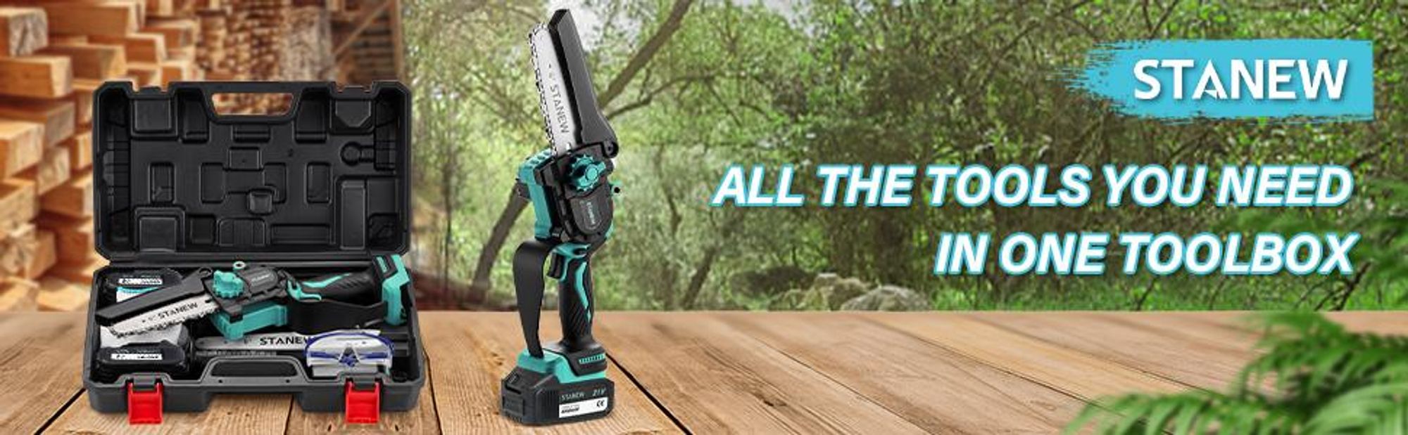 STANEW Mini Kettensäge mit 2 Akku 4000mAH & Ladegerät, 6 Zoll & 8 Zoll, 600 W bürstenloser Motor, für Gartenarbeit, Baumschnitt, Holz