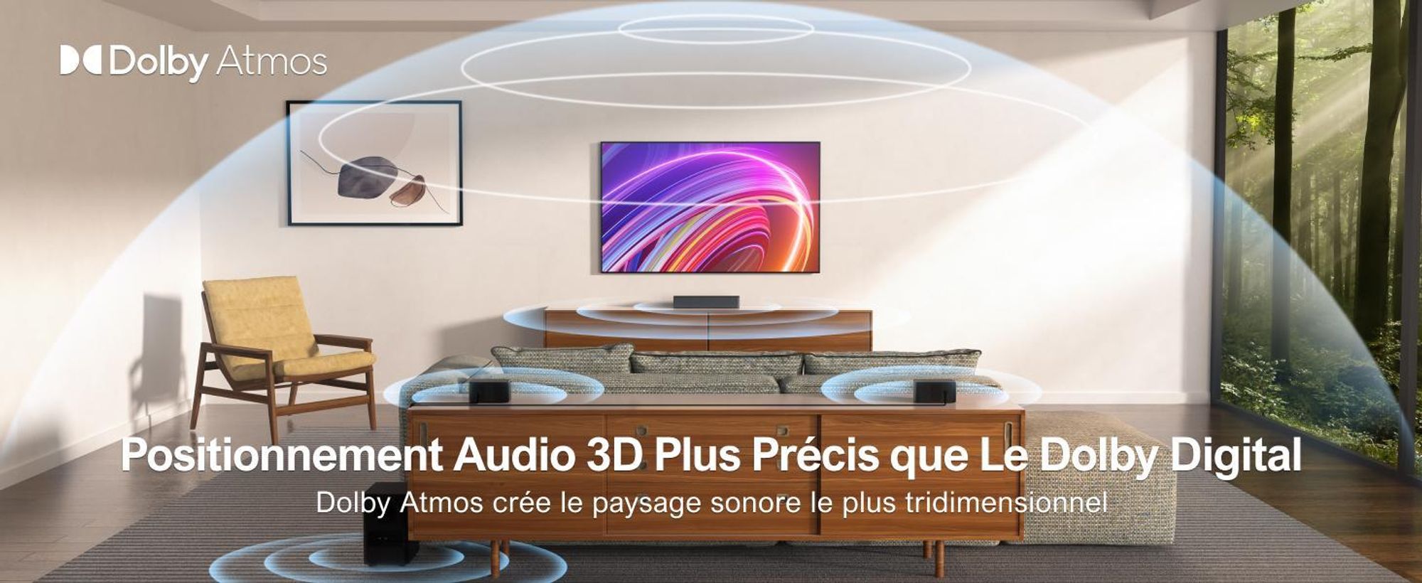 Barre de son ULTIMEA 5.1 avec Dolby Atmos, 3D Surround Sound System avec subwoofer, 2 haut-parleurs arrière, barre de son Bluetooth 5.3 avec basses réglables