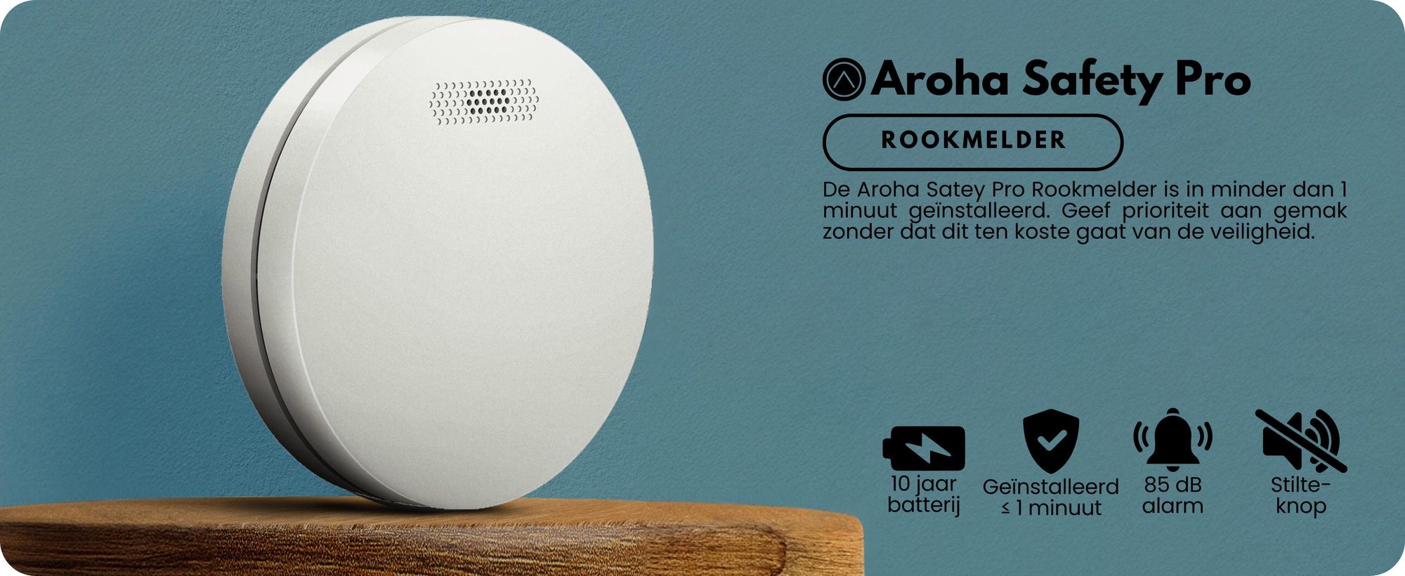 Aroha Safety Pro rookmelder - 10 jaar batterijduur - Brandmelder, rookwaarschuwingssysteem - 3 stuks