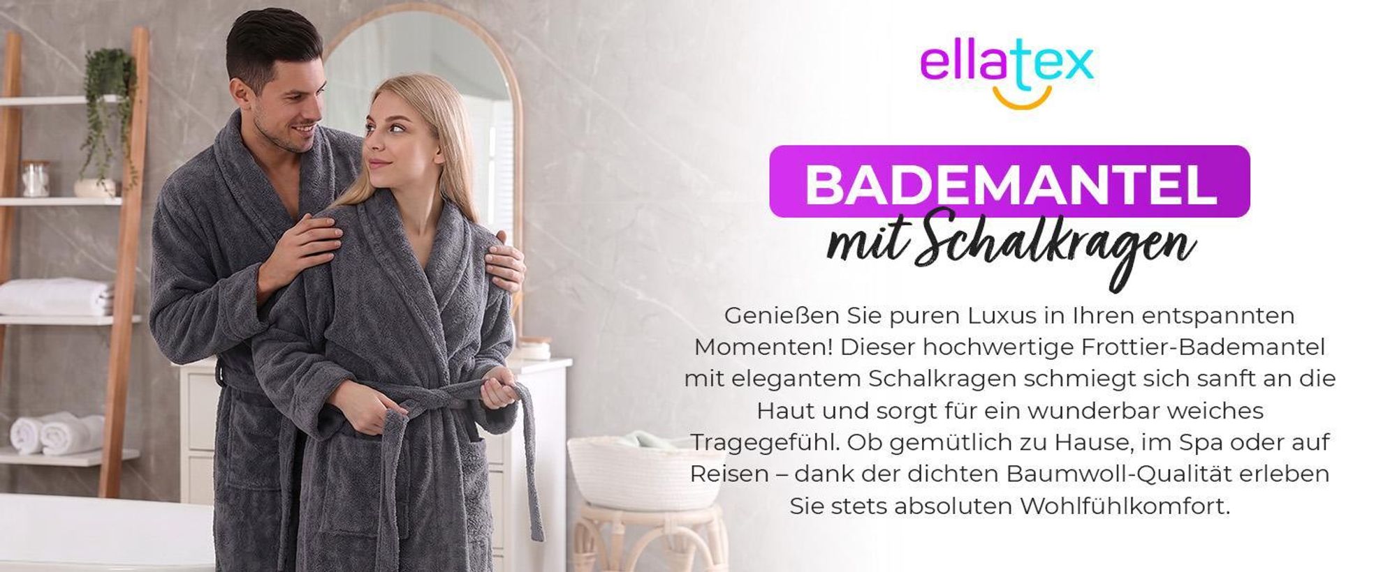 AR Line Bademantel mit Schalkragen 100% Baumwolle 450 g/m² – Uni Frottier Wellnessbademantel, Größen S–XXXL, in Farbe: Weiß, in Größe: L
