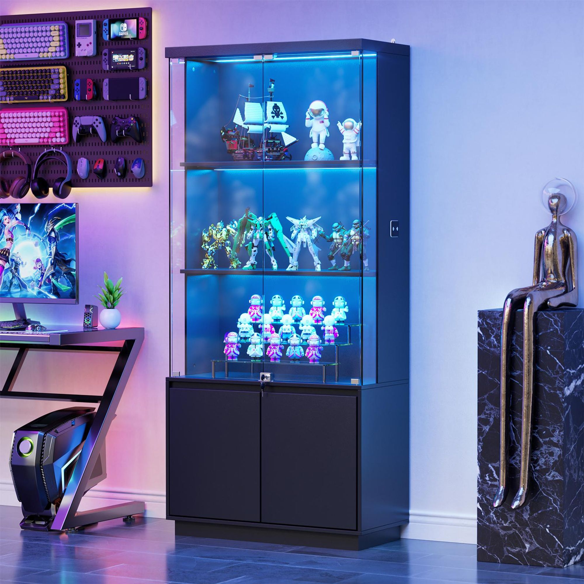 Glasvitrinen mit LED beleuchtung und menschlicher Sensor, 75x38x180cm