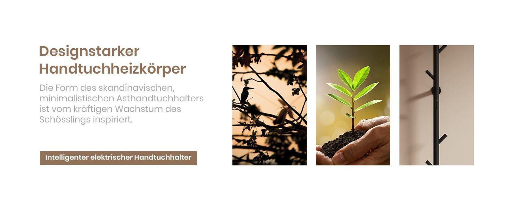 EMKE Elektrischer Handtuchheizkörper 100 W Schwarz, LCD-Display, Intelligentes Thermostat, WiFi/APP-Steuerung Timer Baum-Design handtuchwärmer 150cm