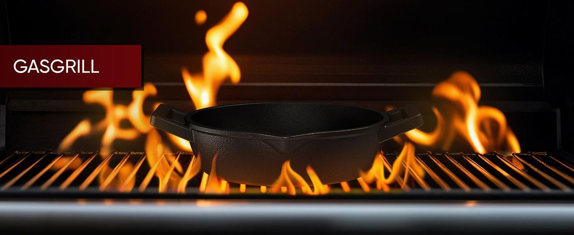 GUSSKÖNIG Gusseisen Grillpfännchen für Grill (2er Set) mit Holz Untersetzer aus Akazienholz - Grillpfannen Set aus Gusseisen