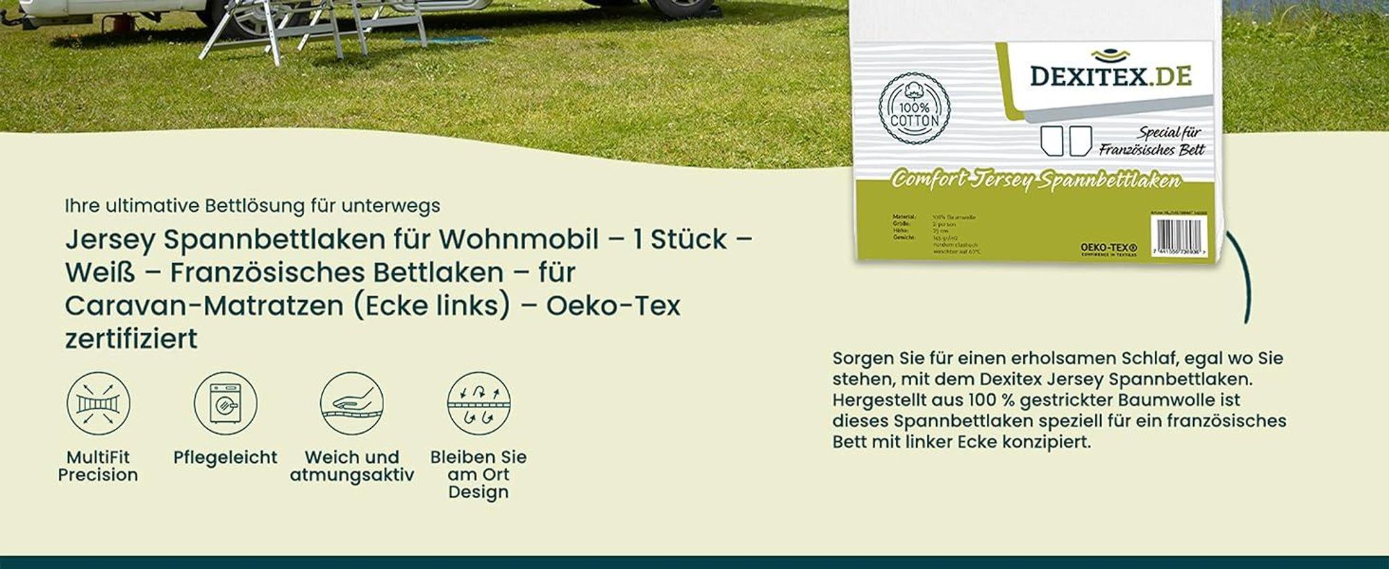 Wohnmobil in der Natur mit Spannbettlaken und Matratzenschoner